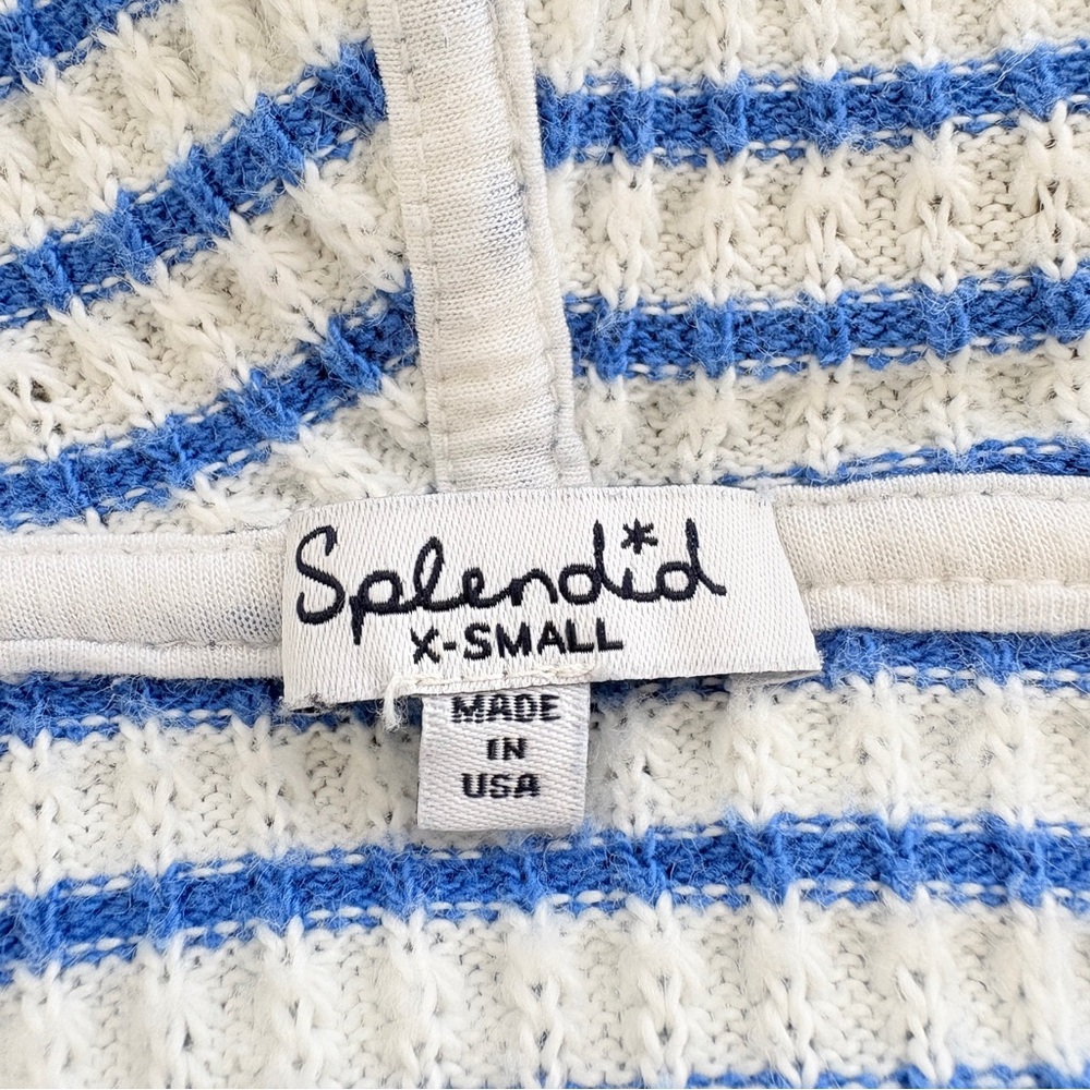Splendid Ribbed Striped Hoodie XS Supersoft Supima Cotton Modal Knit Blue White - Picture 5 of 9
